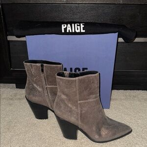 PAIGE Presley Gunmetal Suede Ankle Boots